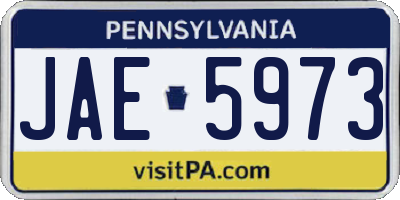 PA license plate JAE5973