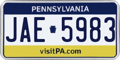 PA license plate JAE5983