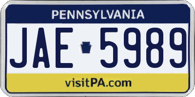 PA license plate JAE5989