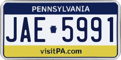 PA license plate JAE5991