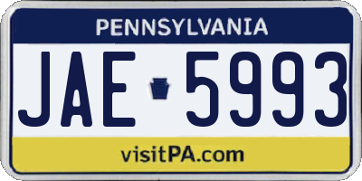 PA license plate JAE5993