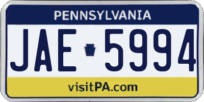 PA license plate JAE5994