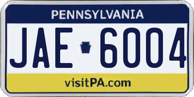 PA license plate JAE6004