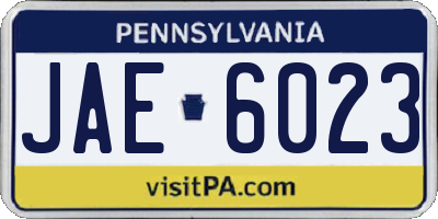 PA license plate JAE6023