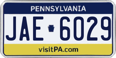 PA license plate JAE6029