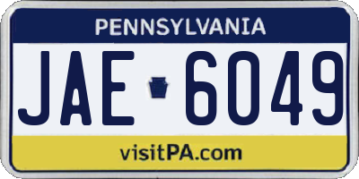 PA license plate JAE6049
