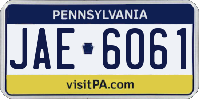 PA license plate JAE6061