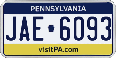 PA license plate JAE6093