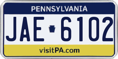 PA license plate JAE6102