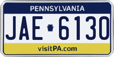 PA license plate JAE6130