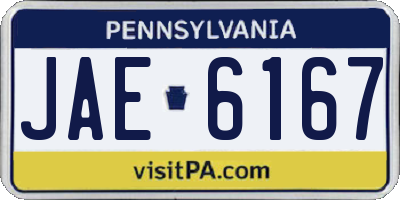 PA license plate JAE6167