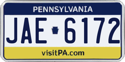 PA license plate JAE6172