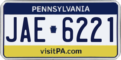 PA license plate JAE6221