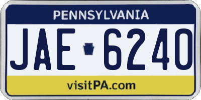 PA license plate JAE6240