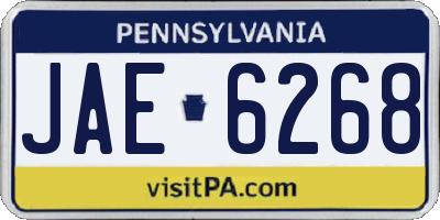 PA license plate JAE6268