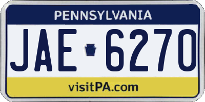 PA license plate JAE6270