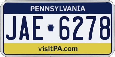 PA license plate JAE6278