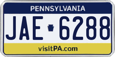 PA license plate JAE6288