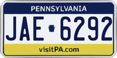 PA license plate JAE6292