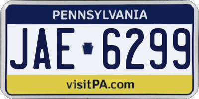 PA license plate JAE6299