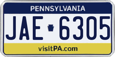 PA license plate JAE6305