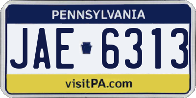 PA license plate JAE6313