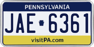 PA license plate JAE6361