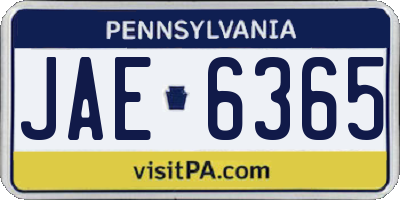 PA license plate JAE6365