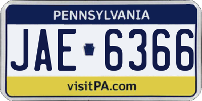 PA license plate JAE6366
