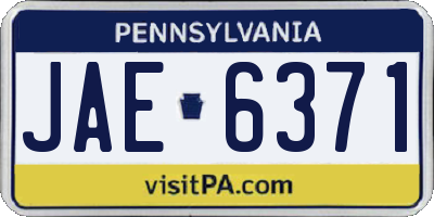 PA license plate JAE6371