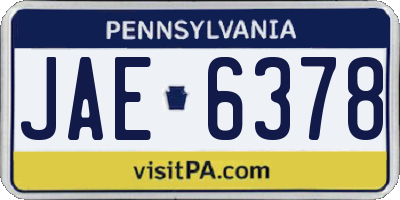 PA license plate JAE6378