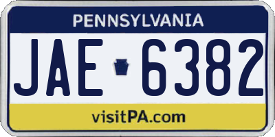 PA license plate JAE6382