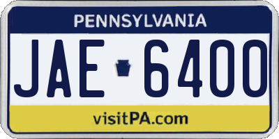 PA license plate JAE6400