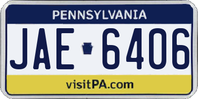 PA license plate JAE6406