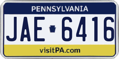 PA license plate JAE6416