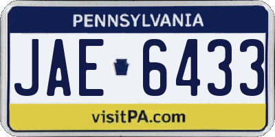 PA license plate JAE6433