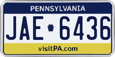 PA license plate JAE6436