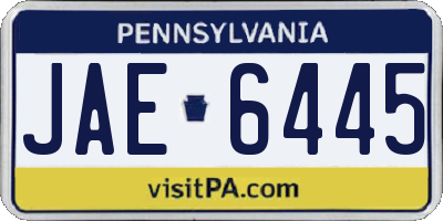 PA license plate JAE6445