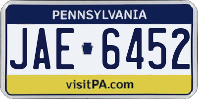 PA license plate JAE6452