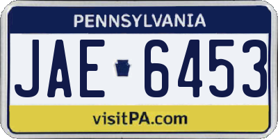 PA license plate JAE6453