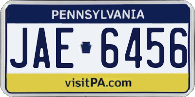 PA license plate JAE6456