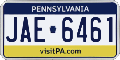 PA license plate JAE6461