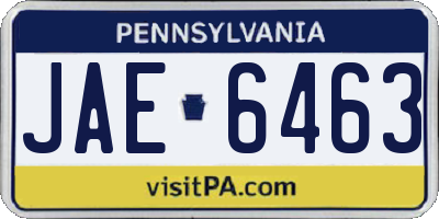 PA license plate JAE6463