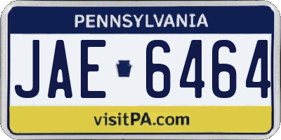 PA license plate JAE6464