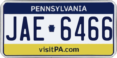 PA license plate JAE6466