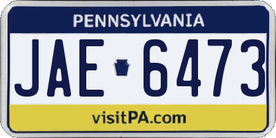 PA license plate JAE6473