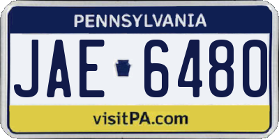 PA license plate JAE6480