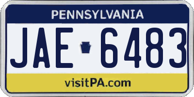 PA license plate JAE6483