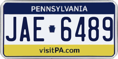 PA license plate JAE6489