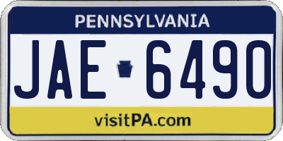 PA license plate JAE6490